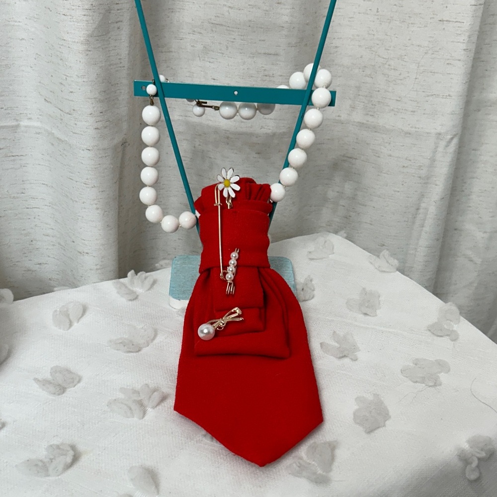 Red Necklace with Daisy Pendant